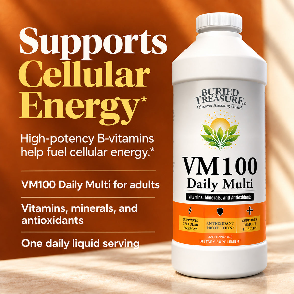 VM100 Liquid Multivitamin and Multimineral Daily Supplement - 100+ Nutrients with Vitamins, Minerals, Antioxidants, and Superfoods - 32 oz