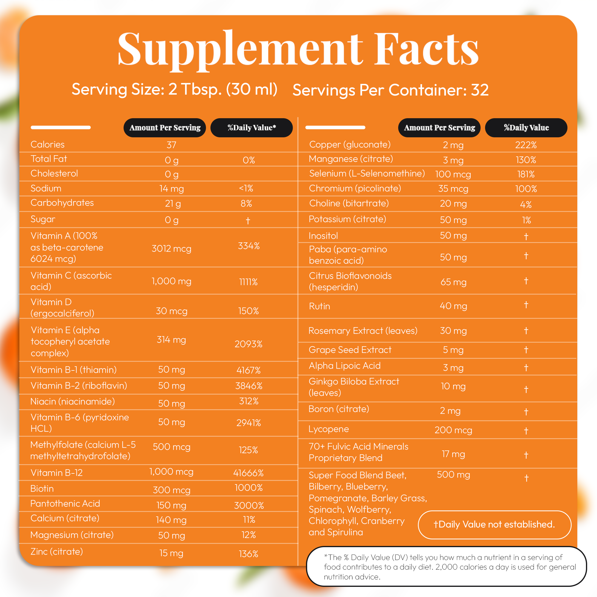 VM100 Liquid Multivitamin and Multimineral Daily Supplement - 100+ Nutrients with Vitamins, Minerals, Antioxidants, and Superfoods - 32 oz