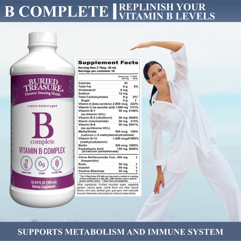 B Complete Liquid Supplement, B-Complex, Adrenal & Metabolism Support, 16 servings