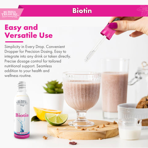 Biotin Drops Liquid Supplement, Supports Hair, Skin & Nails, 120 servings