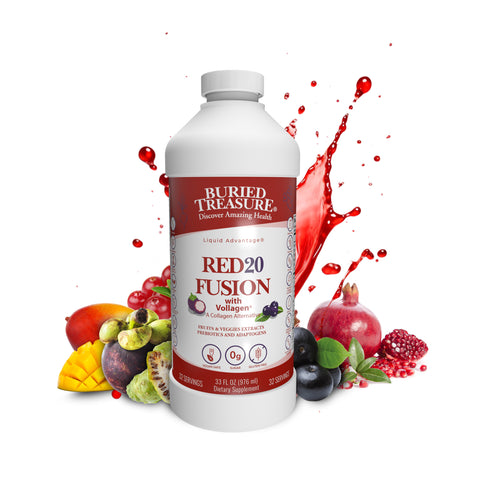 Red20 Fusion – Ready-to-Drink Reds Superfood Blend with Acai, Beets, Blueberry, Pomegranate, Lutein, Vollagen®, Fiber, and Adaptogens, 32 Servings