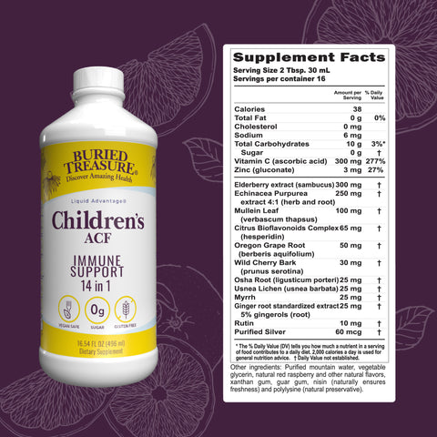 ACF Children's Liquid Supplement,  Immune Support for Children, Fruit Flavors, 16 servings