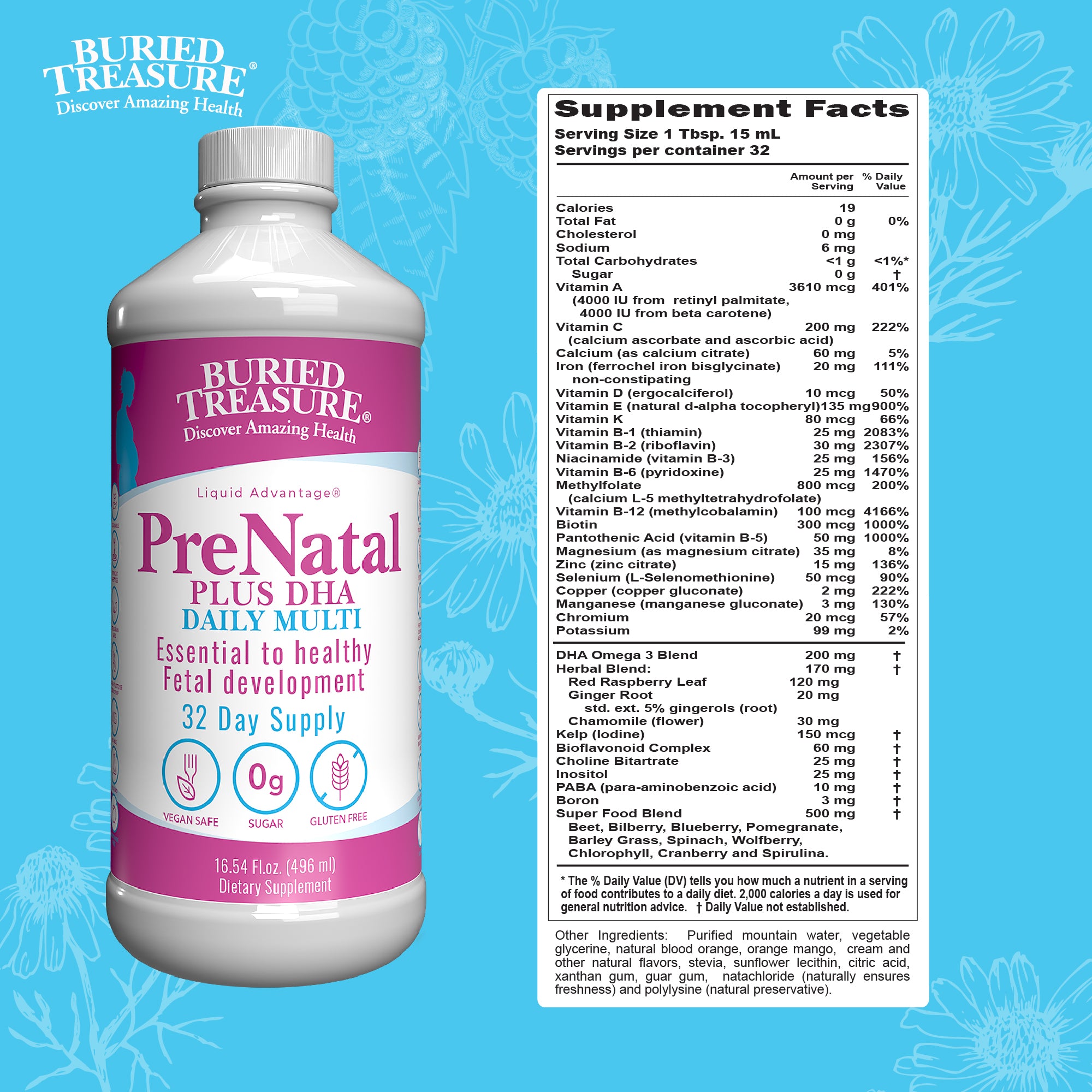 Prenatal Plus DHA – Daily Liquid Multivitamin with DHA, Vegetarian Formula