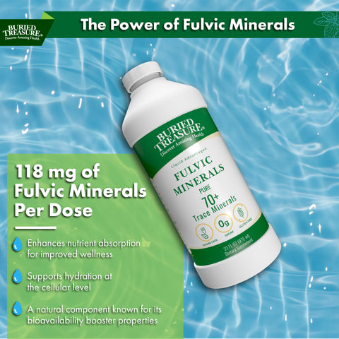 Buried Treasure Fulvic Minerals – Unflavored Liquid Mineral Supplement with 70+ Trace Elements from Humic Shale | 33 oz Bottle