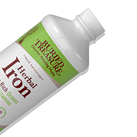 Buried Treasure Herbal Iron bottle—vegan liquid iron supplement for adults.”
