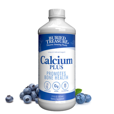 Calcium Plus – Blueberry Liquid Supplement with Calcium Citrate, Vitamin D, Magnesium & Zinc | 16 oz | No Sugar | Clean-Label Formula