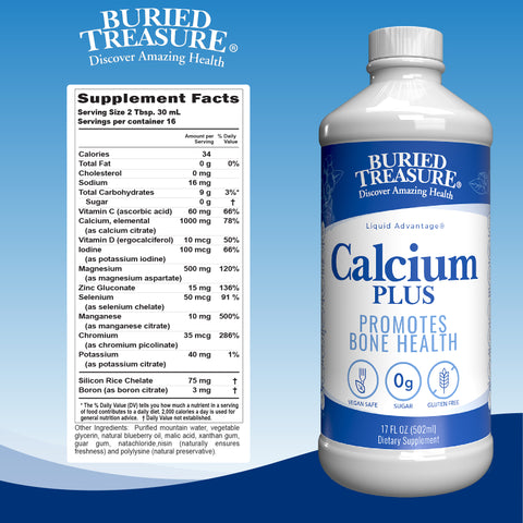 Calcium Plus Blueberry Liquid Supplement, Bone Health Support, 16 servings
