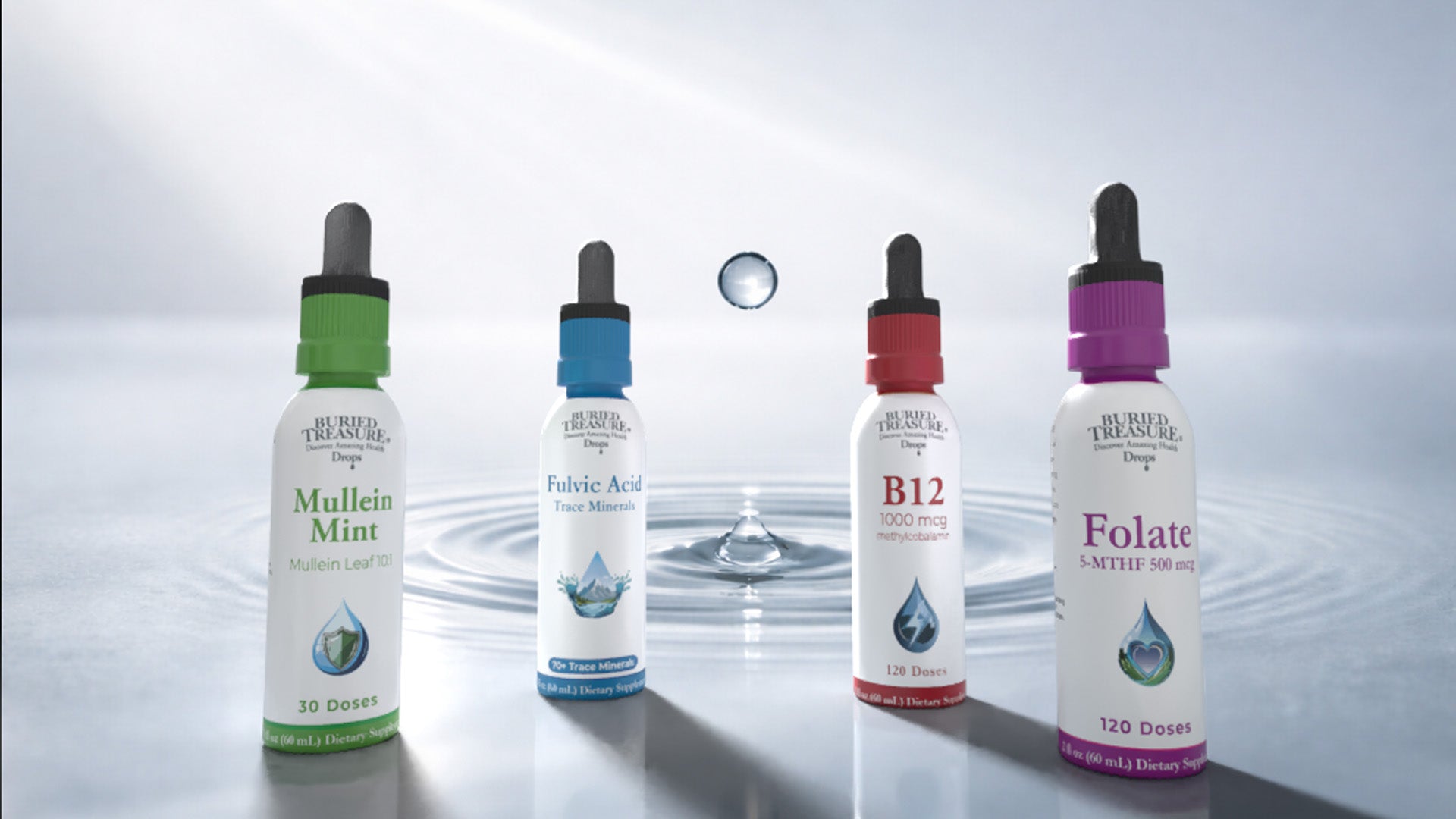 Buried Treasure convenient wellness drops for concentrated liquid supplements on the go.