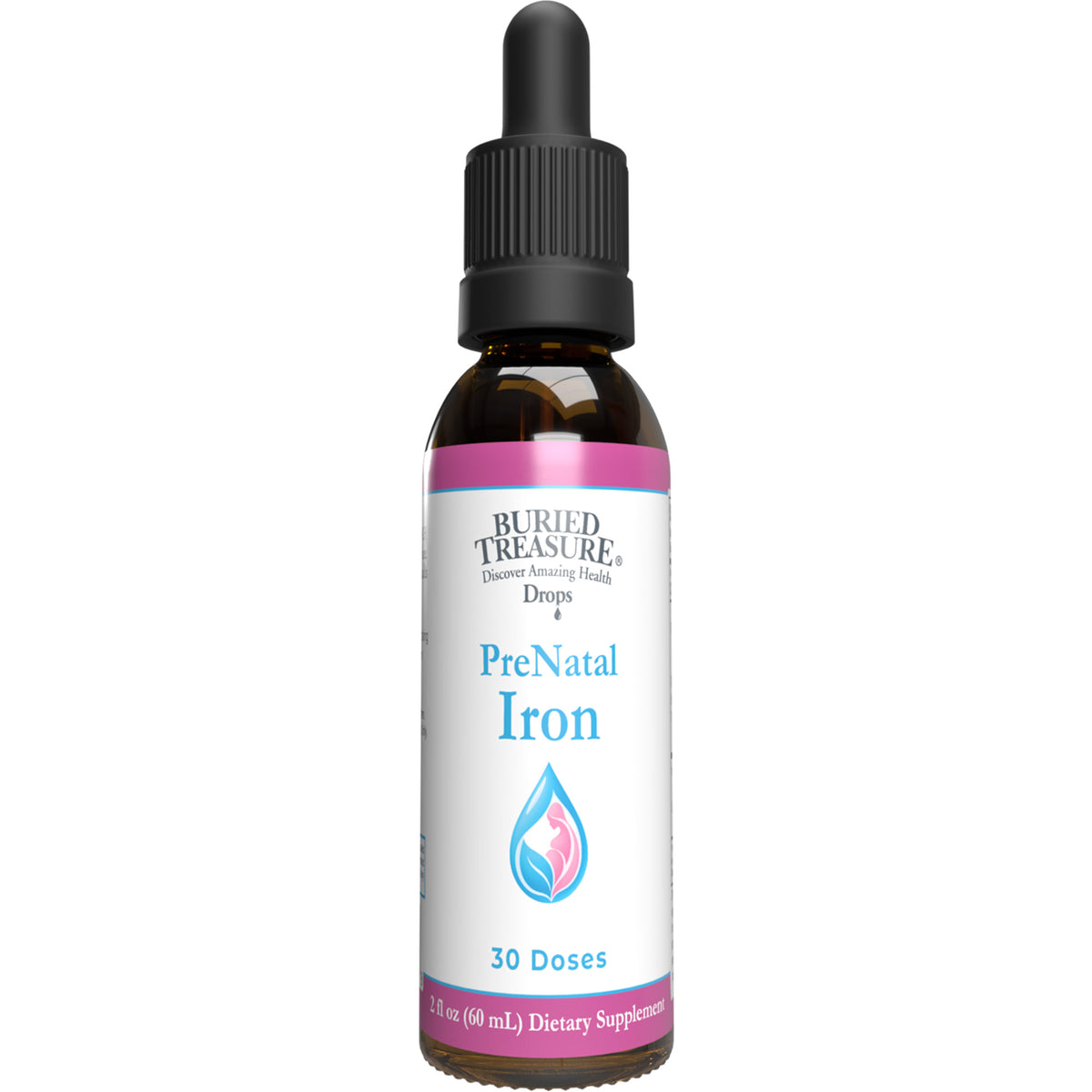 Buried Treasure Prenatal Iron Drops – 20 mg Iron Bisglycinate + Copper, 2 fl oz