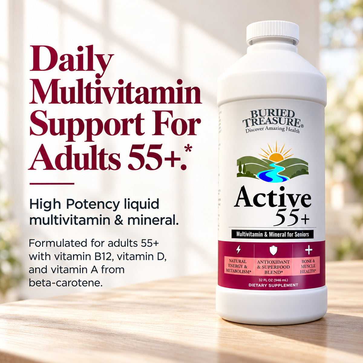 Active 55 Plus Liquid Multivitamin and Mineral Supplement, 33 oz