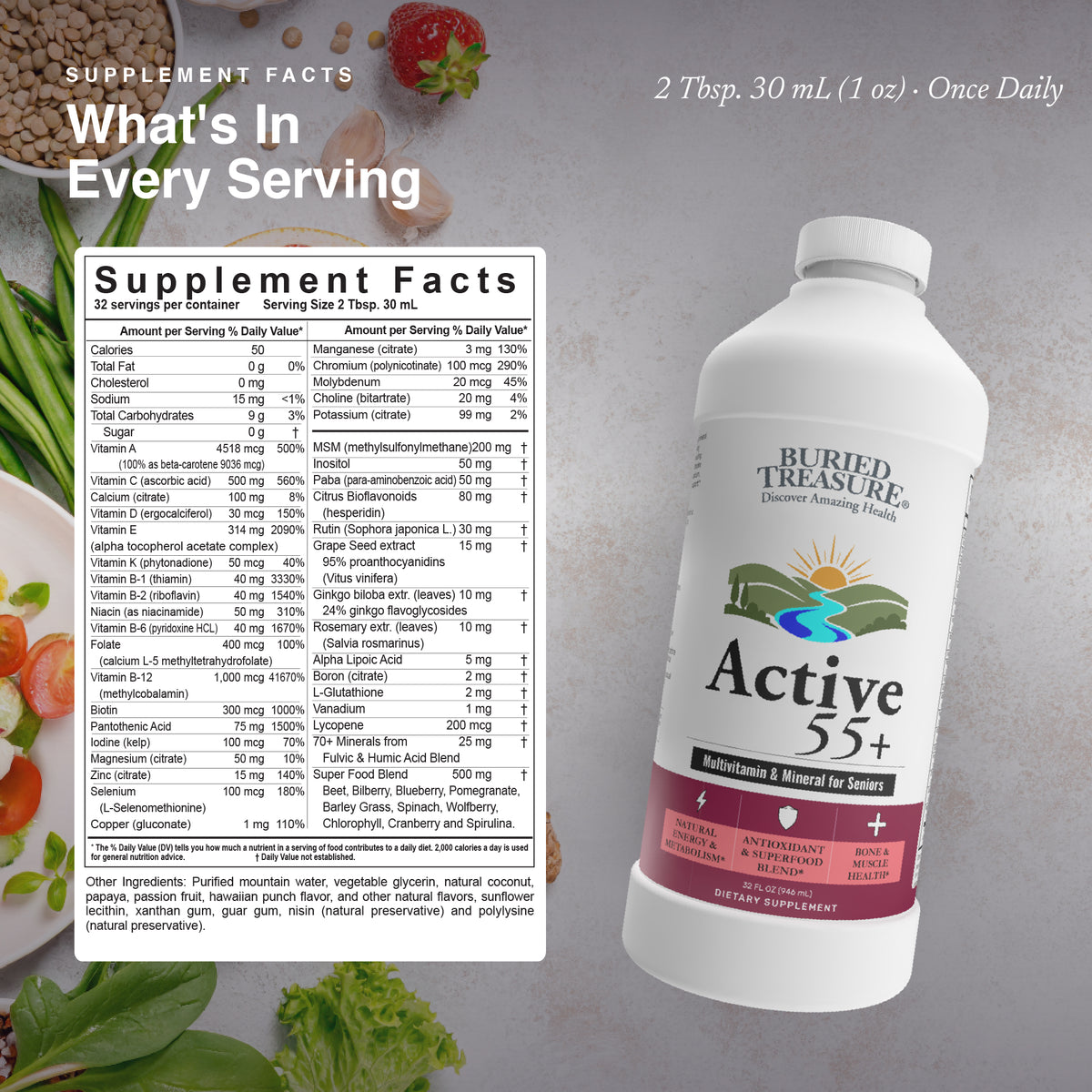 Active 55 Plus Liquid Multivitamin and Mineral Supplement, 33 oz