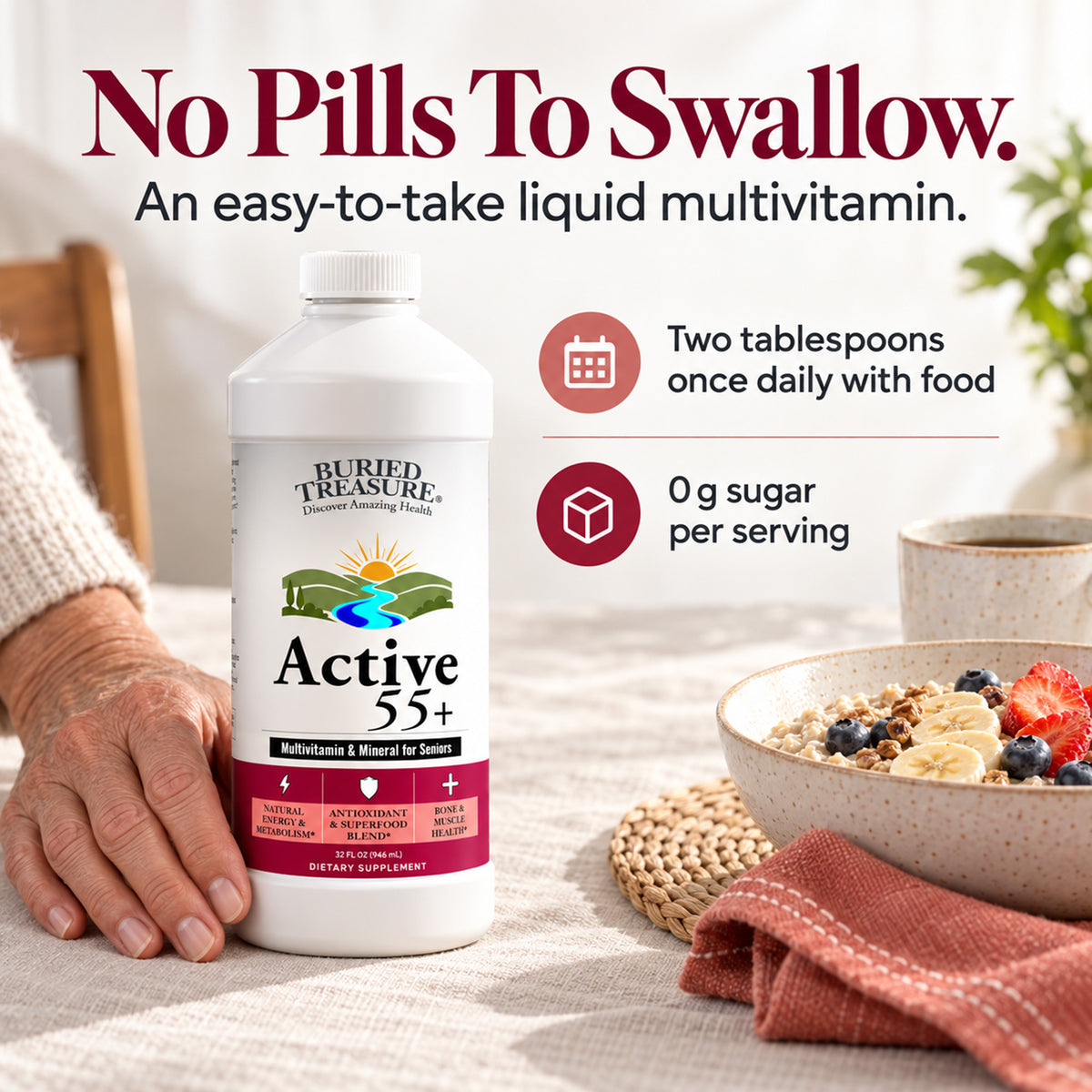Active 55 Plus Liquid Multivitamin and Mineral Supplement, 33 oz