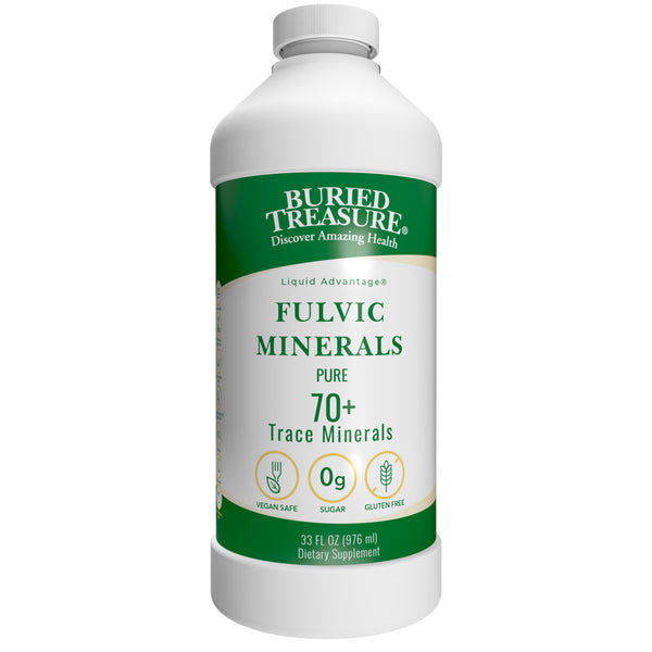 Buried Treasure Fulvic Minerals – Unflavored Liquid Mineral Supplement with 70+ Trace Elements from Humic Shale | 33 oz Bottle