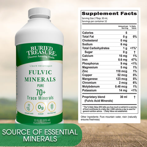 Fulvic Minerals Complex Humic Shale derived Essential Minerals, Natural Energy & Immunity Support, 32 servings