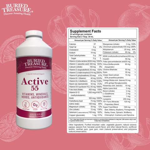Active 55+ Daily Liquid Supplement, Vitamins, Minerals & Antioxidants for Adults Over 55, 32 servings