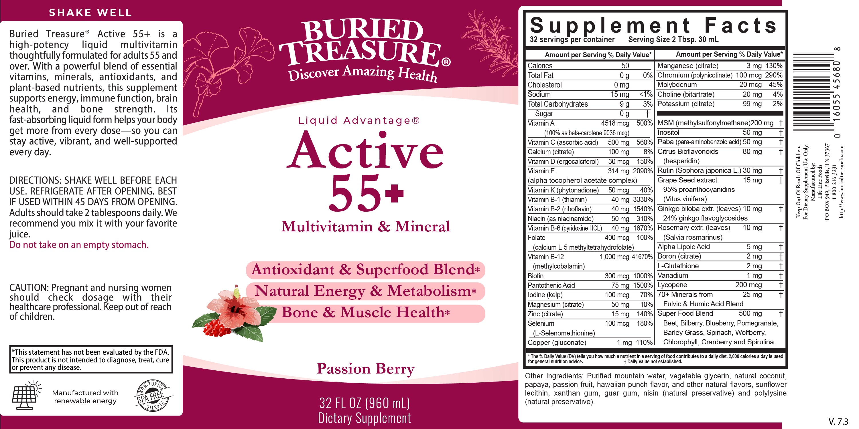 Active 55 Plus Liquid Multivitamin and Mineral Supplement, 33 oz