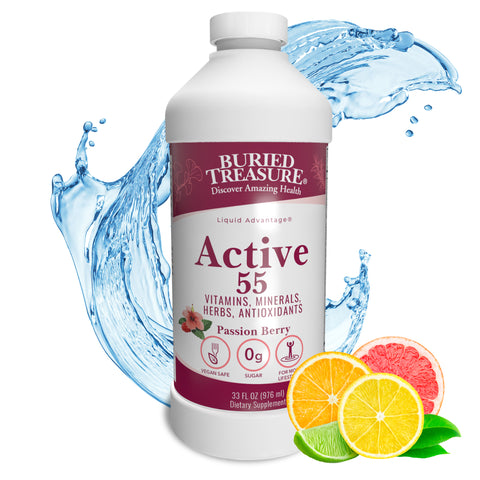 Active 55 Plus Multi-Vitamin & Mineral Supplement with Fulvic Minerals, Super Foods, Herbs, and Essential Nutrients for Enhanced Health, Vitality, and Wellness Support - 33 oz