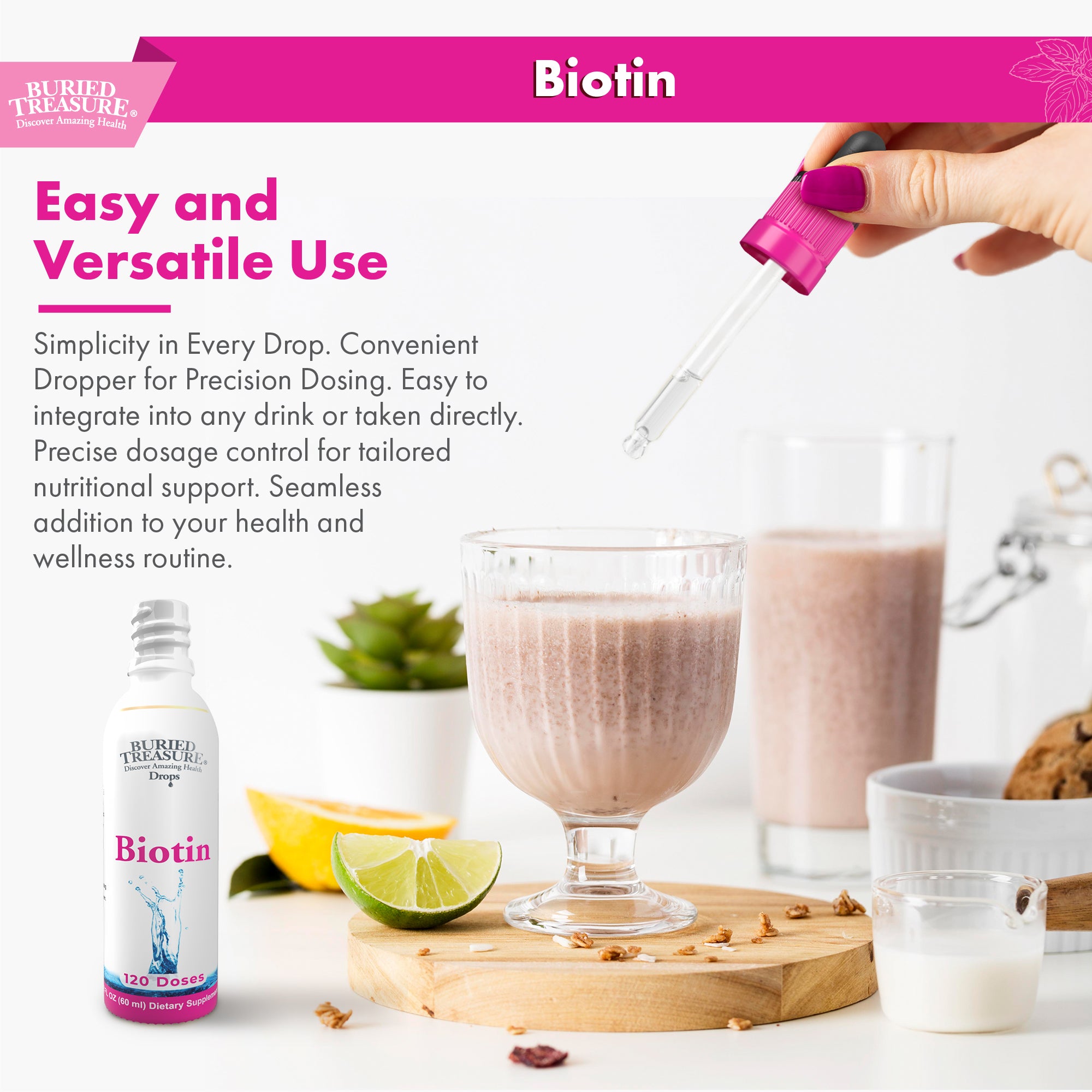 Biotin Drops – Liquid Supplement, 120 Servings, 2 oz