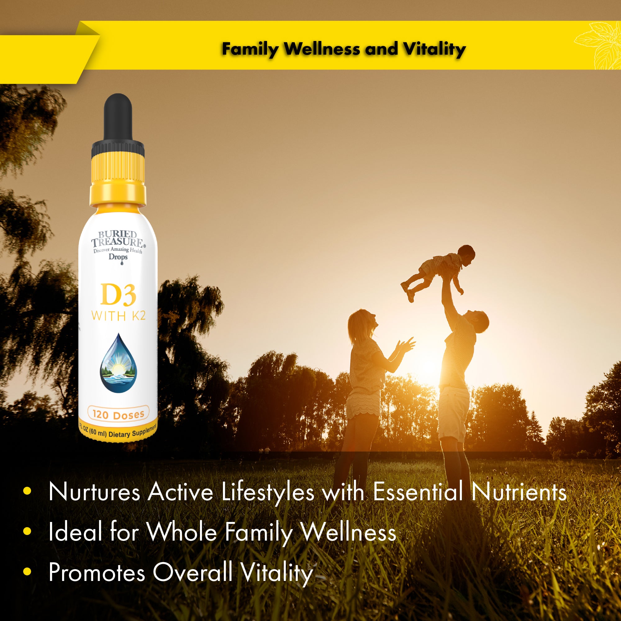 Buried Treasure D3 + K2 Liquid Drops (2 fl oz)
