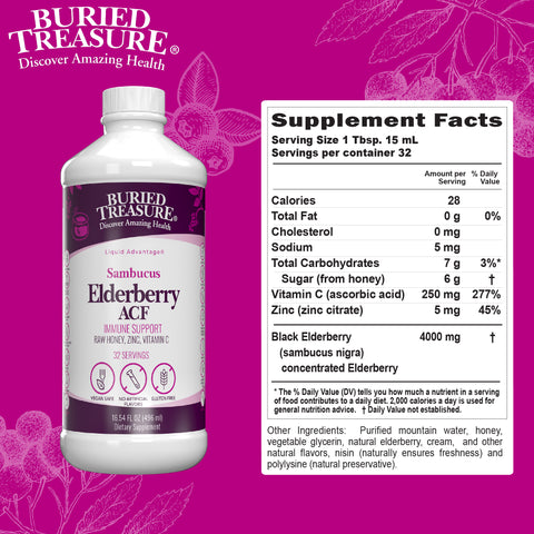 Elderberry ACF with 4,000 mg Elderberry Sambucus Whole Fruit Concentrate Plus- 32 servings