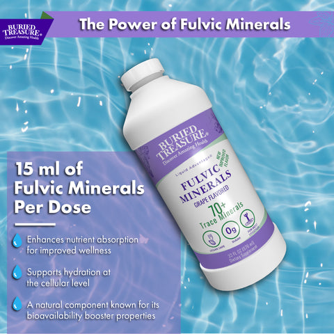 Fulvic Minerals Complex Humic Shale Derived Minerals, Natural Energy & Immunity Support, 32 servings - Grape Flavored