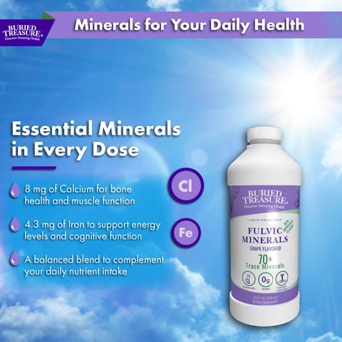 Fulvic Minerals Complex Humic Shale Derived Minerals, Natural Energy & Immunity Support, 32 servings - Grape Flavored