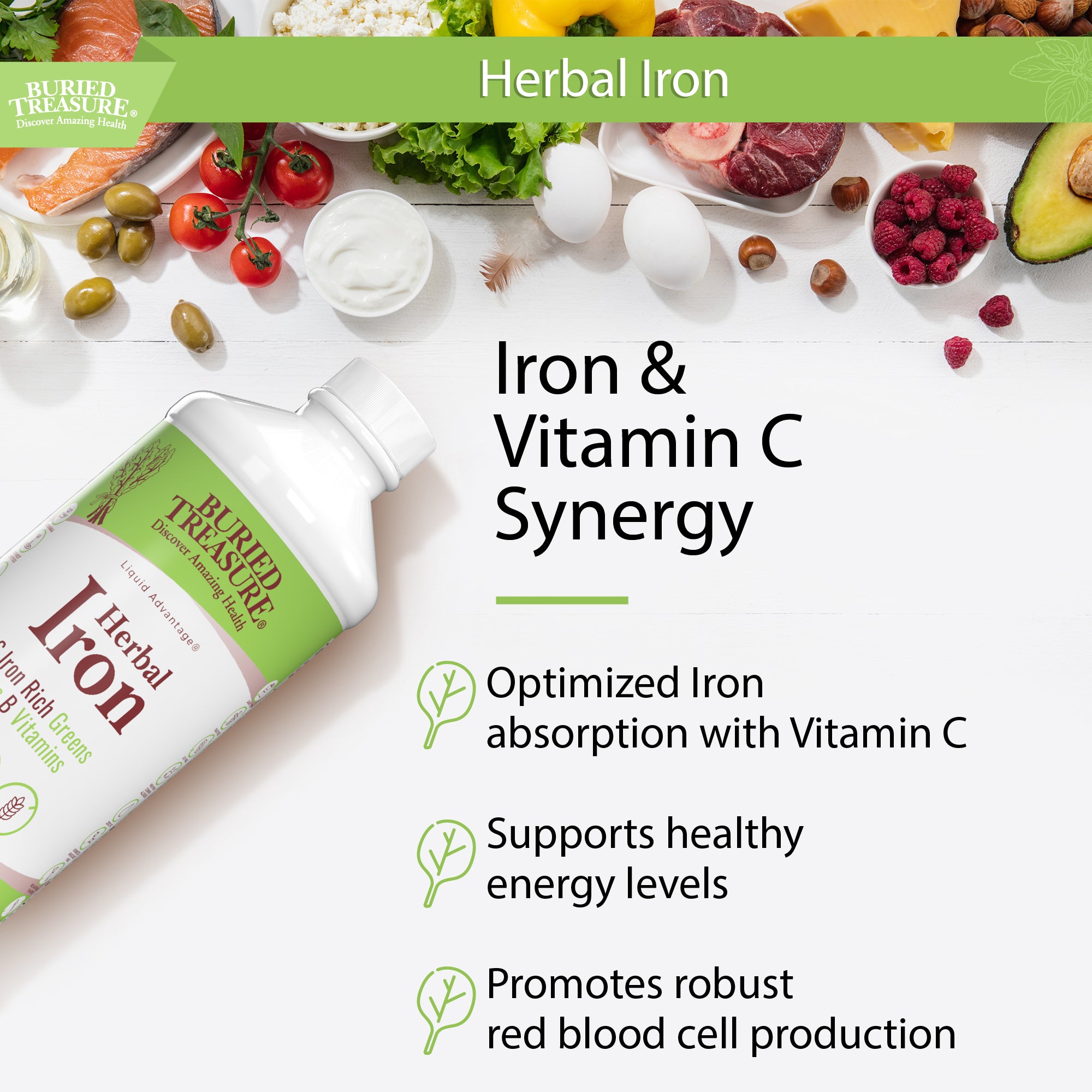 Herbal Iron – Liquid Iron Supplement with Vitamins & Herbs, 16 oz (48 Servings)amz