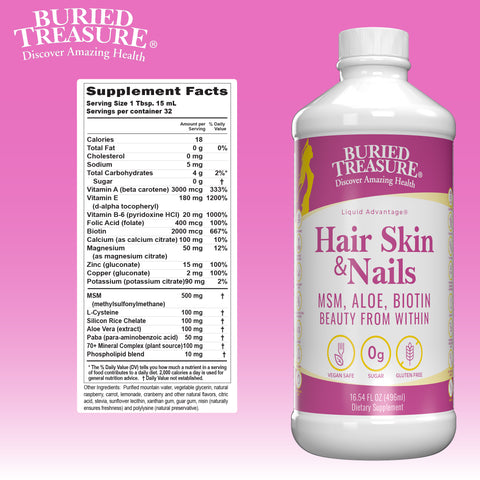 Buried Treasure Hair, Skin and Nails Nutritional Supplement, 16.54 fl oz