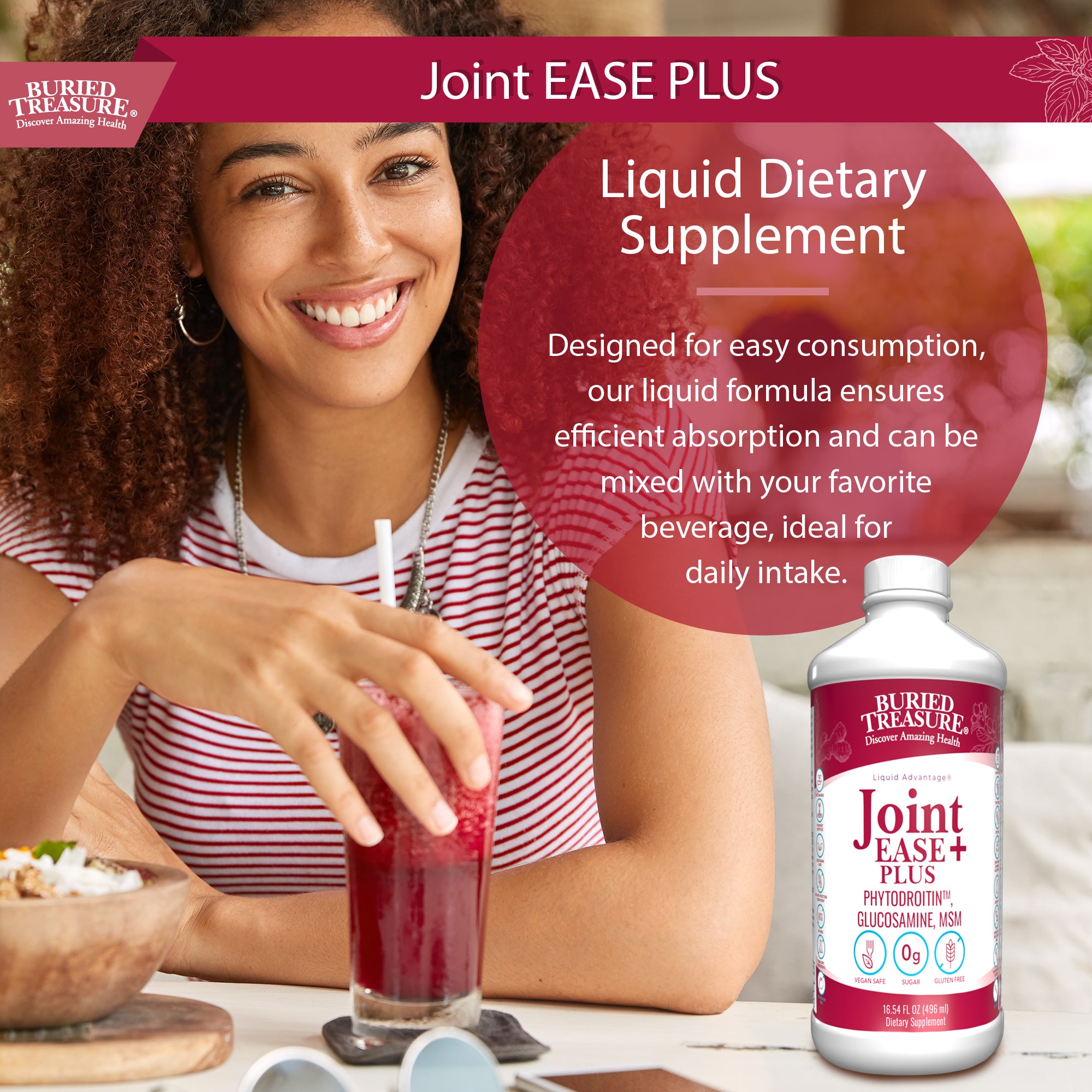 Joint Ease Plus – with Glucosamine, Chondroitin, MSM, and Turmeric, 16 fl oz