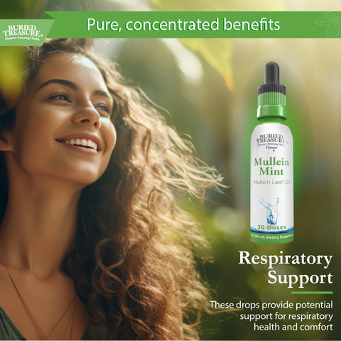 2oz Mullein Mint Drops | Mint-Flavored Herbal Respiratory Support | 200mg 10:1 Extract | Alcohol-Free