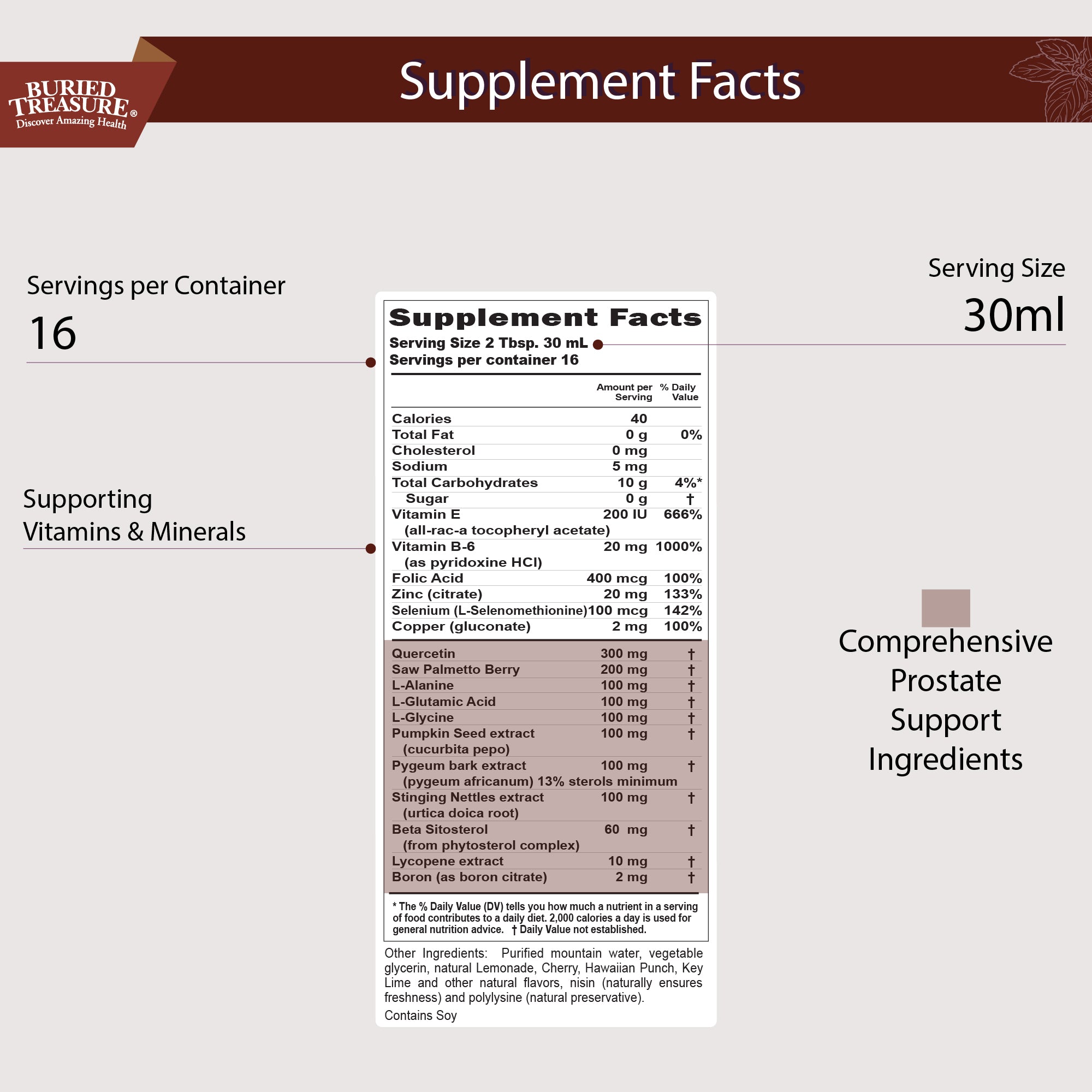Men’s Prostate Formula – Liquid Blend with Saw Palmetto, Stinging Nettle, Pygeum, Selenium, and Zinc – Non-GMO, Gluten-Free, 16 fl oz