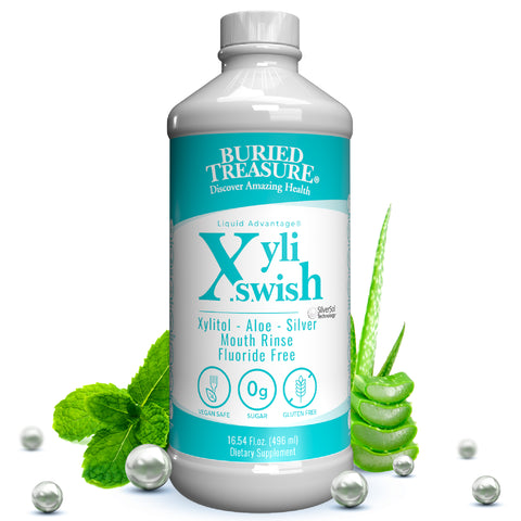 Xyli Swish All-Natural Mouth Rinse - Alcohol & Fluoride-Free with Xylitol, Aloe Vera, Purified Silver, Peppermint Oil - Safe to Swallow, Refreshing Taste - 16oz, 48 Servings