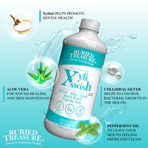 Xyli Swish All Natural Formula Nano Silver, Xylitol & Aloe Mouth Rinse 48 servings