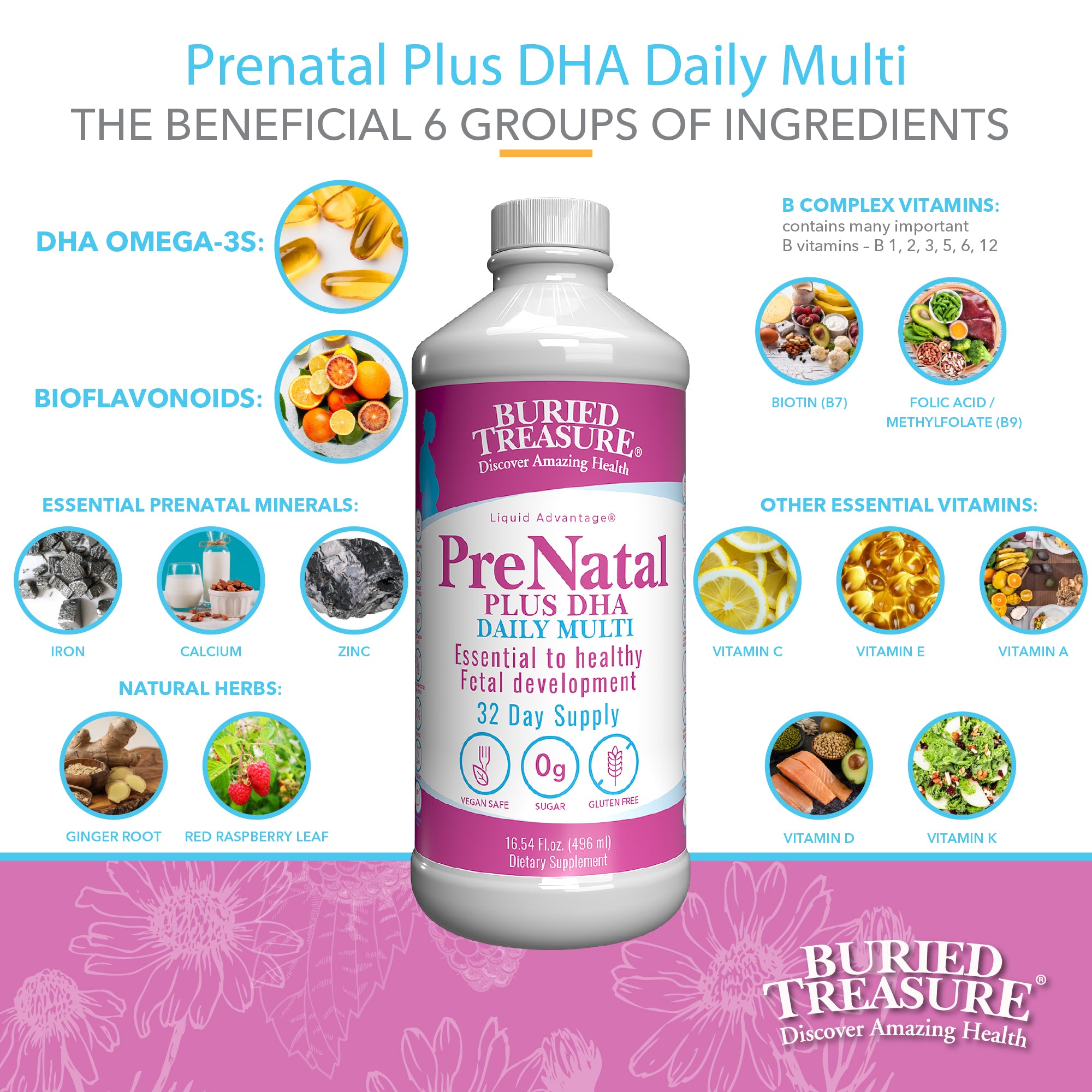 Prenatal Plus DHA – Daily Liquid Multivitamin with DHA, Vegetarian Formula