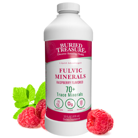 Fulvic Acid Minerals Complex Plant Derived Essential Minerals, Natural Energy & Immunity Support, 32 servings - Natural Raspberry