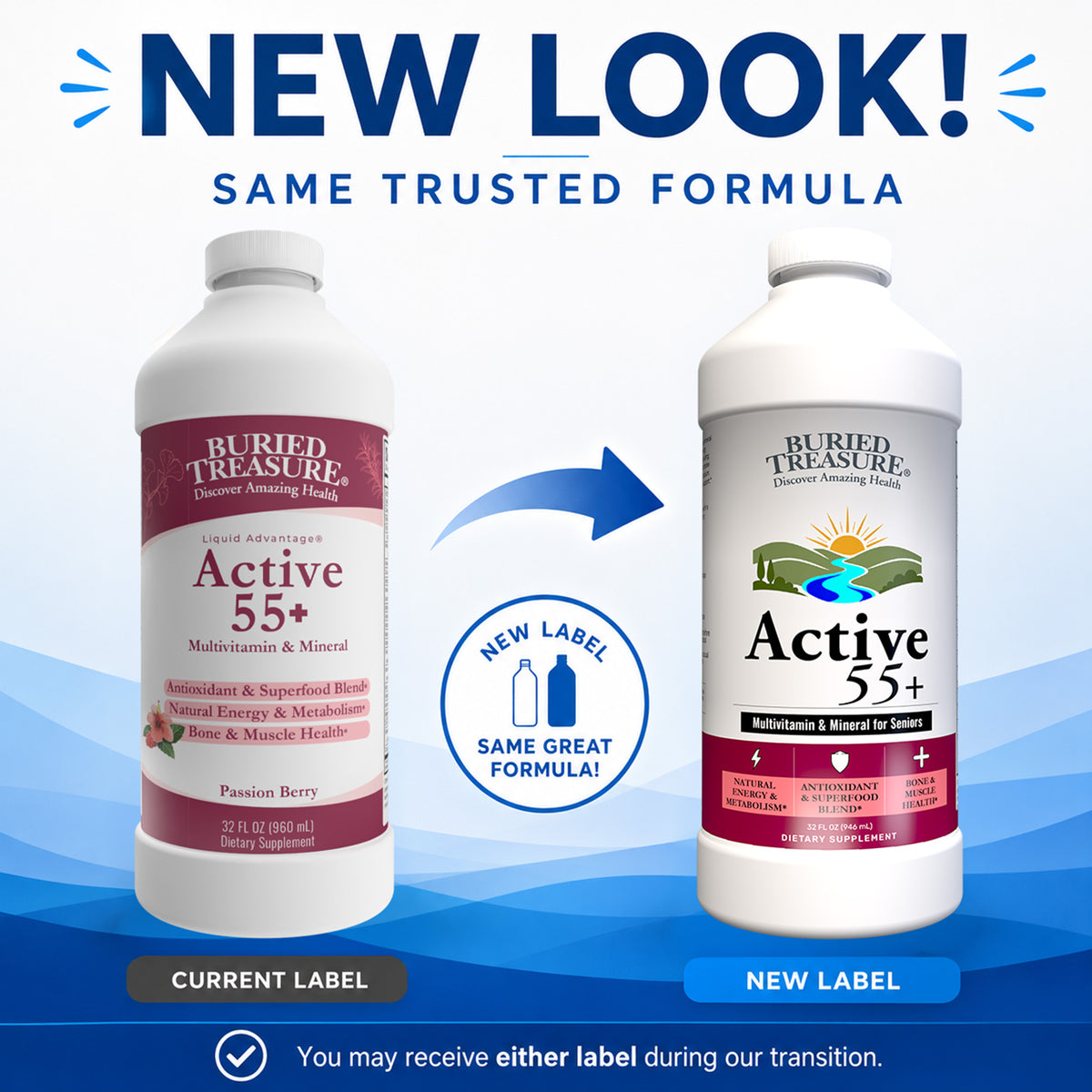 Active 55 Plus Liquid Multivitamin and Mineral Supplement, 33 oz
