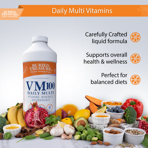 VM100 Complete Liquid Multivitamin and Multimineral Daily Supplement - 100+ Nutrients with Vitamins, Minerals, Antioxidants, and Superfoods - 32 oz