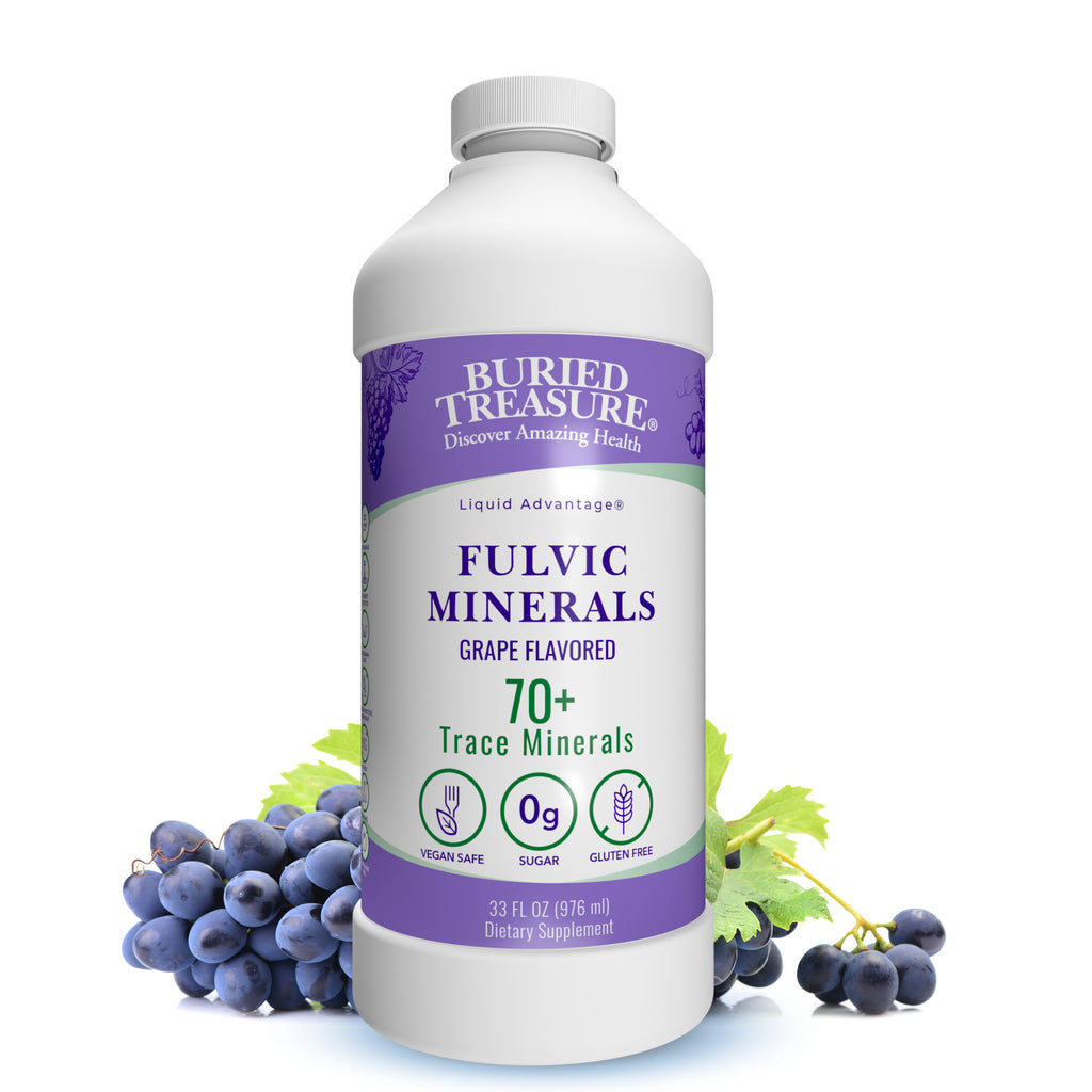 Fulvic Minerals Complex Humic Shale Derived Minerals, Natural Energy & Immunity Support, 32 servings - Grape Flavored