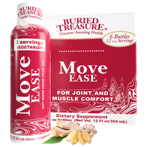 New Move Ease Joint and Muscle Support with proprietary blend of Lanconone®  and Piperine black pepper extract Buried Treasure Liquid Vitamins and Nutrients