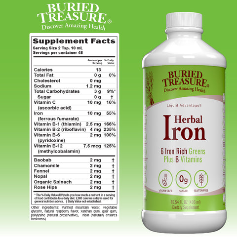 Herbal Iron Supplement, Plant-Based Iron, with Vitamin C & Herbal Blend, 48 servings